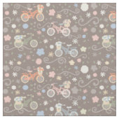 Tissu Rétro bicyclette et fleurs (Fermer)