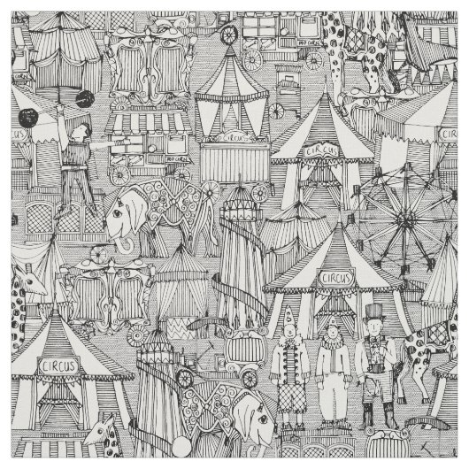 Tissu rétro blanc de noir de cirque (Échantillon)