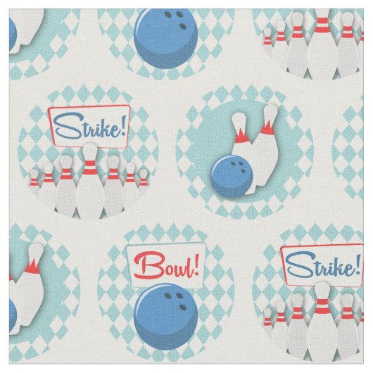 Tissu Retro Bowling Motif Pins de balle (Fermer)