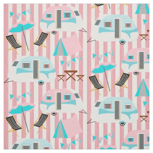 Tissu Retro Caravan Camping Cute P (Échantillon)