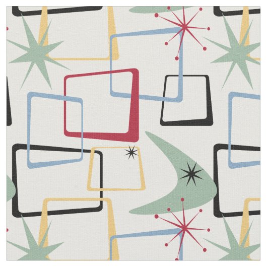 Tissu Retro Carrés Atomique Étoiles & Boomerang milieu d (Fermer)