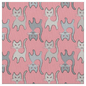 Tissu Rétro Cat Graphic Pattern Gray (fermé)