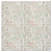 Tissu Rétro cuisine en crème (Échantillon)