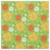 Tissu Retro Daisies Motif Green (Échantillon)
