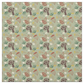 Tissu Rétro du champignon vert du milieu du siècle (Échantillon)