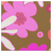 Tissu Retro Flowers Art Pattern Pink Brown (Fermer)