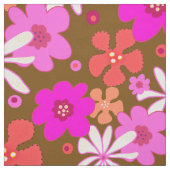 Tissu Retro Flowers Art Pattern Pink Brown (Échantillon)