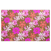 Tissu Retro Flowers Art Pattern Pink Brown (Fat Quarter)