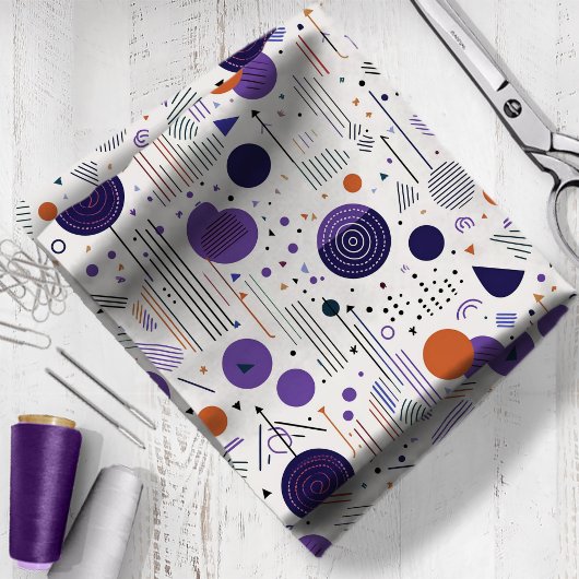 Tissu Rétro Géométrique Abstrait Pat3 violet orange ID10