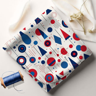 Tissu Retro Géométrique Abstrait Pat#9 Navy Red ID1067