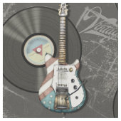 Tissu Rétro guitare et disque vinyle de drapeau (Fermer)