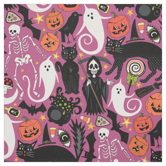 Tissu rétro halloween bublegum (Échantillon)