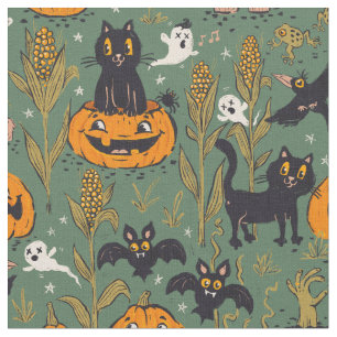 Tissu Retro Halloween motif dans le style de dessin anim