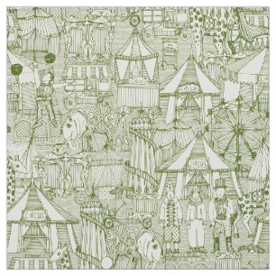 Tissu rétro ivoire de vert de cirque