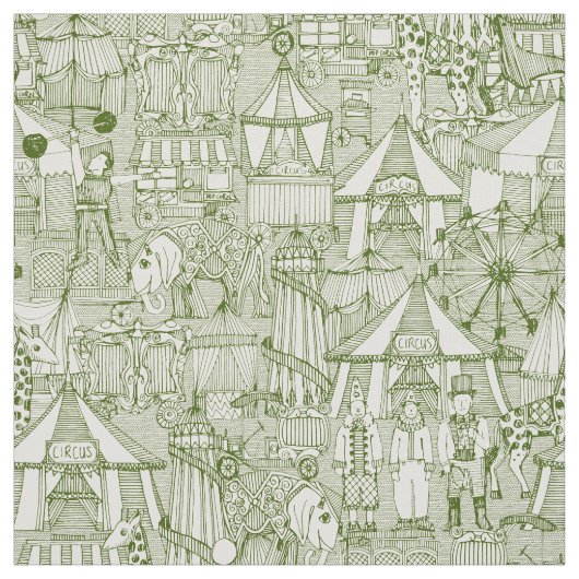 Tissu rétro ivoire de vert de cirque (Échantillon)