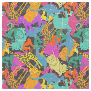 Tissu Rétro motif animal de silhouettes