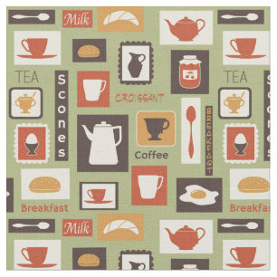 Tissu Rétro motif avec des plats de cuisine pour le