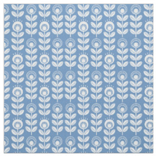 Tissu Rétro motif bleu scandinave