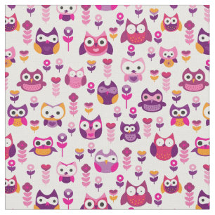 Tissu rétro motif coloré d'oiseau de hibou