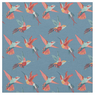 Tissu Rétro motif de colibri