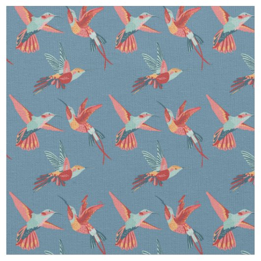 Tissu Rétro motif de colibri (Fermer)