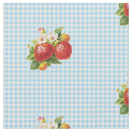 Tissu Rétro motif de guingan de fraise (Fermer)