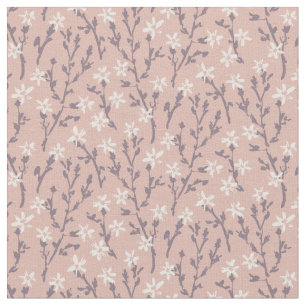 Tissu Retro motif floral de style boho. Sakura rose.