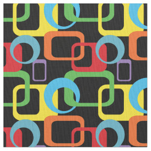 Tissu Rétro motif multicolore géométrique