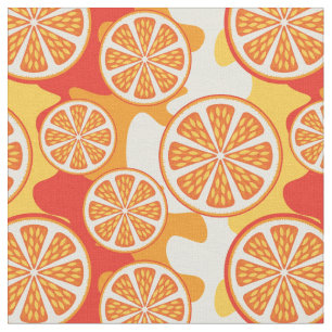 Tissu Rétro motif orange d'agrume