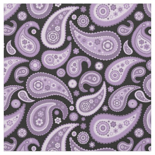 Tissu Rétro motif pourpre et noir de Paisley (Fermer)
