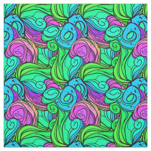 Tissu Rétro pourpre turquoise psychédélique de vert b