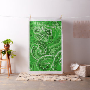 Tissu Rétros bandanna/Bandana verts de Paisley