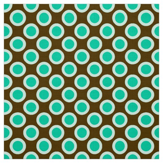 Tissu Rétros points cerclés, brun et turquoise (Échantillon)