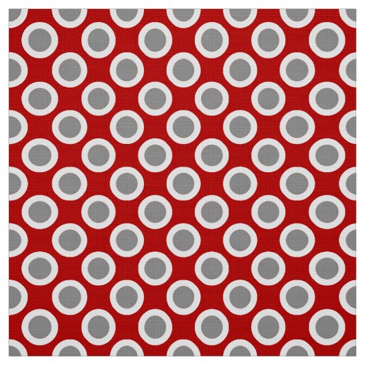 Tissu Rétros points cerclés, rouge-foncé et gris (Échantillon)