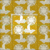 Tissu rêve bohème jaune (Carreau)