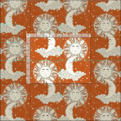 Tissu rêve bohème orange (Carreau)