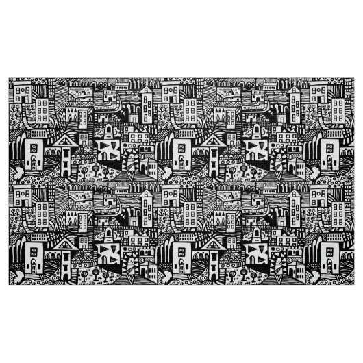 Tissu Rêve urbain - Noir (Fat Quarter)