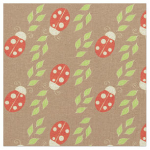 Tissu Reverse Ladybugs & Feuilles sur Motif papier Brown
