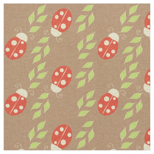 Tissu Reverse Ladybugs & Feuilles sur Motif papier Brown (Fermer)