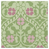 Tissu Revival gothique Floral, Vert et Rose (Fermer)