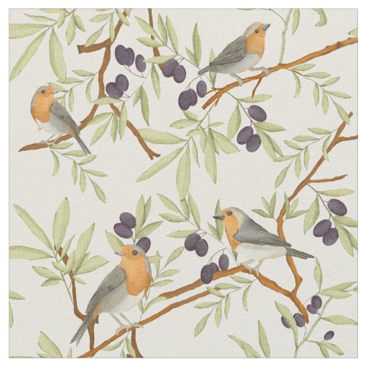 Tissu Robes sur branches d'oliviers (Fermer)