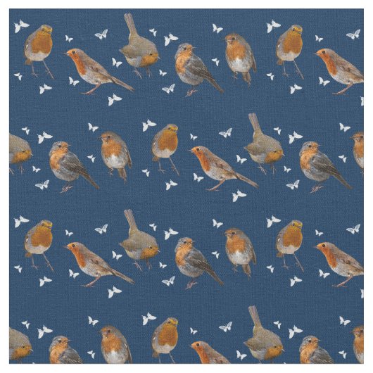 Tissu Robin Party Fabric (Navy) (Fermer)