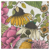 Tissu Robins dans le jardin (Fermer)