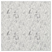 Tissu Robins et fleurs de lys, noir et blanc (Échantillon)