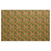 Tissu Robins et fleurs de lys, orange et vert foncé (Fat Quarter)