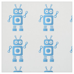 Tissu Robot rétro bleu