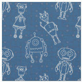 Tissu Robots en bleu classique (Fermer)