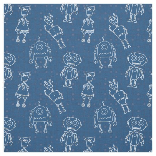 Tissu Robots en bleu classique (Échantillon)