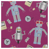 Tissu Robots et ordinateurs rétro mignons (Détail)
