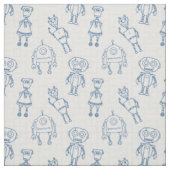 Tissu Robots mignons (bleu et blanc) (Échantillon)